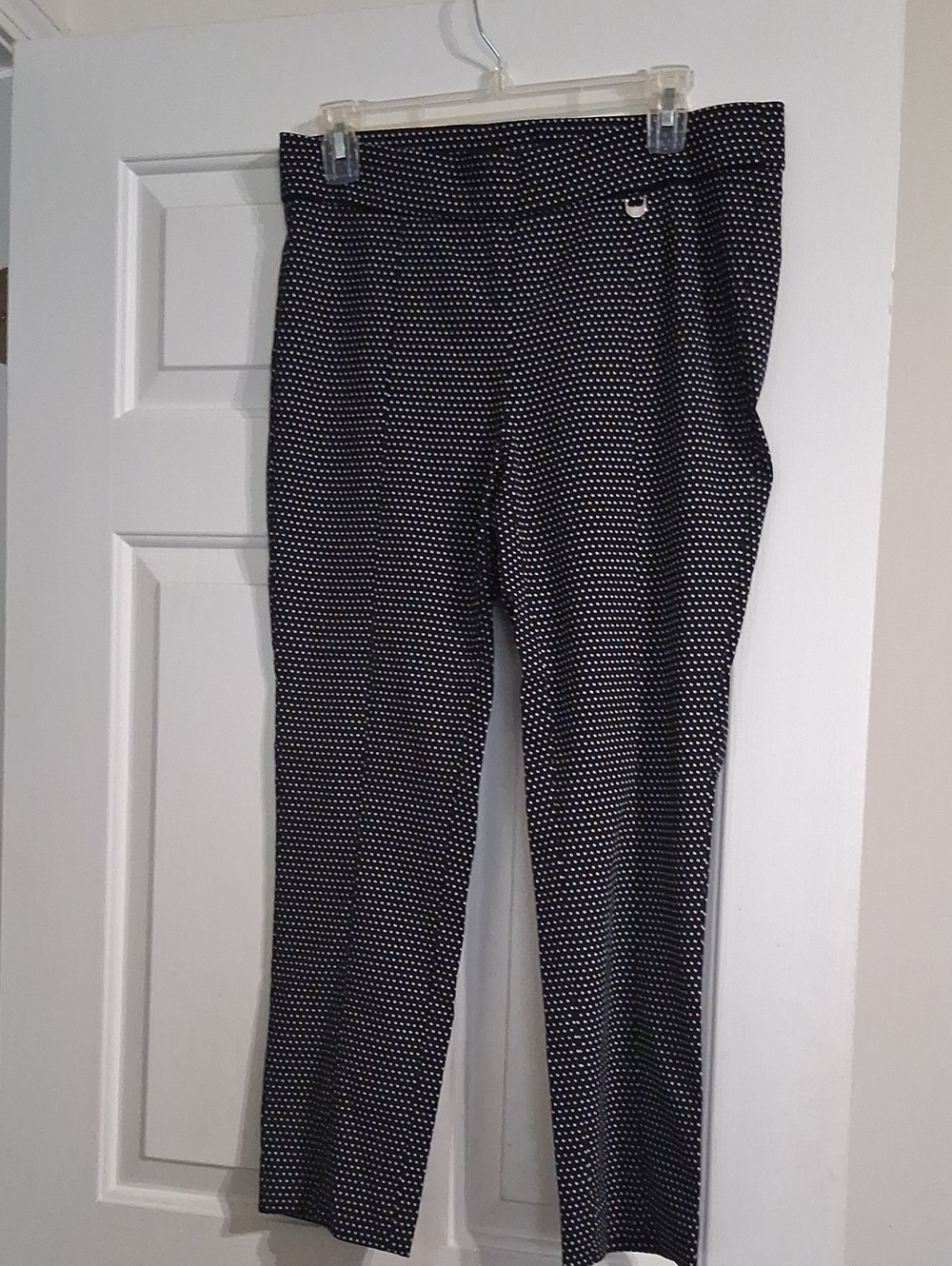 Rafaella Black Pants with White Micro Polka Dot Print